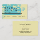 Carte De Visite Couturière moderne en duotone bleu et jaune (Devant / Derrière)