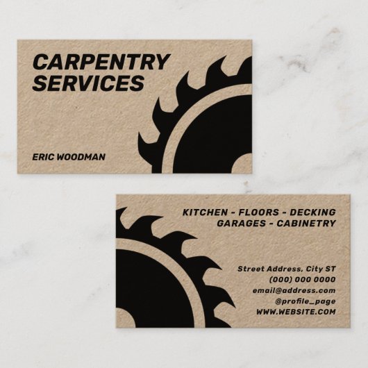 Carte De Visite Couvercle géant à scie circulaire (Devant / Derrière)