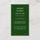 Carte De Visite Couverts Beige Vert Chef Restauration Restaurant (Dos)