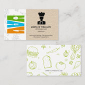 Carte De Visite Couverts de cuisine | Logo de Chef (Devant / Derrière)