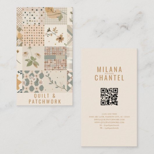 Carte De Visite Couverture beige pastel Patchwork Vêtements faits (Devant / Derrière)