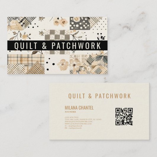 Carte De Visite Couverture beige pastel Patchwork Vêtements faits (Devant / Derrière)