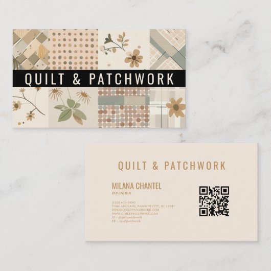 Carte De Visite Couverture beige pastel Patchwork Vêtements faits (Devant / Derrière)