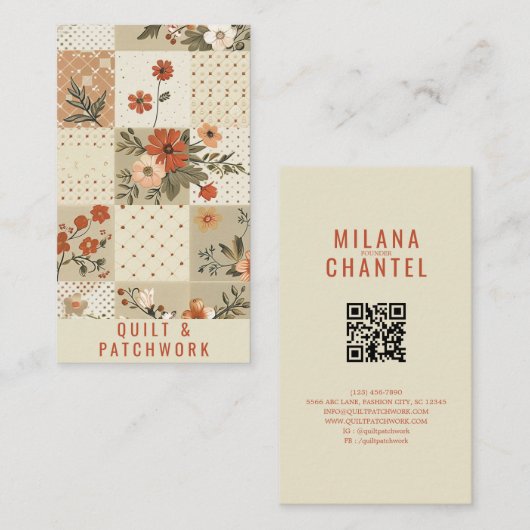 Carte De Visite Couverture beige pastel Patchwork Vêtements faits (Devant / Derrière)