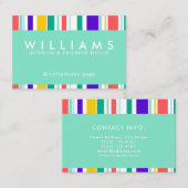 Carte De Visite Couverture colorée de rayures (Devant / Derrière)