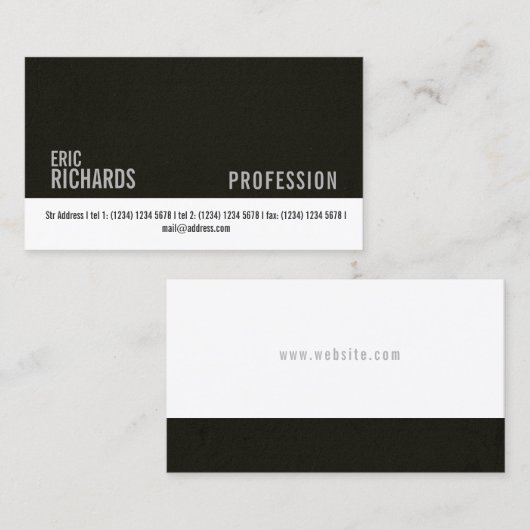 Carte De Visite Couverture concrète et blanche de faux foncé de (Devant / Derrière)