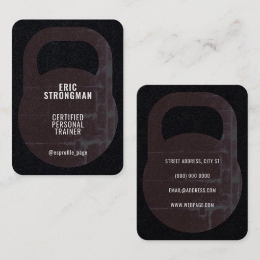 Carte De Visite Couverture de forme Kettlebell rustique (Devant / Derrière)