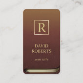 Carte De Visite Couverture de livre élégante d'initiale d'or de (Devant)