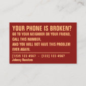 Carte De Visite Couverture drôle des textes de calembour (Devant)