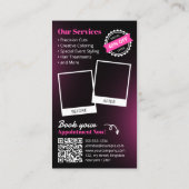 Carte De Visite Couverture du salon de coiffure rose et noir (Dos)