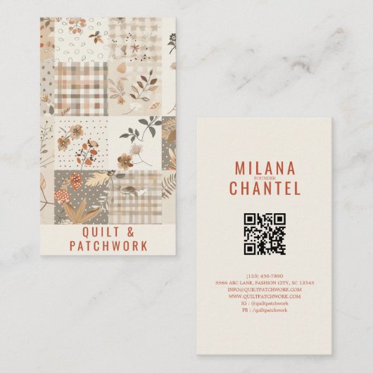 Carte De Visite Couverture en beige pastel Patchwork Vêtements fai (Devant / Derrière)