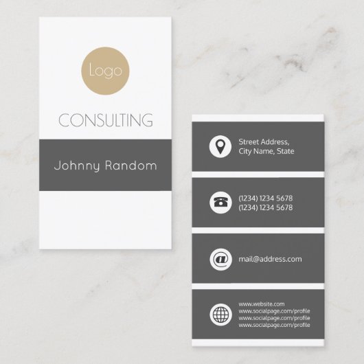 Carte De Visite Couverture en gris rayé géant (Devant / Derrière)