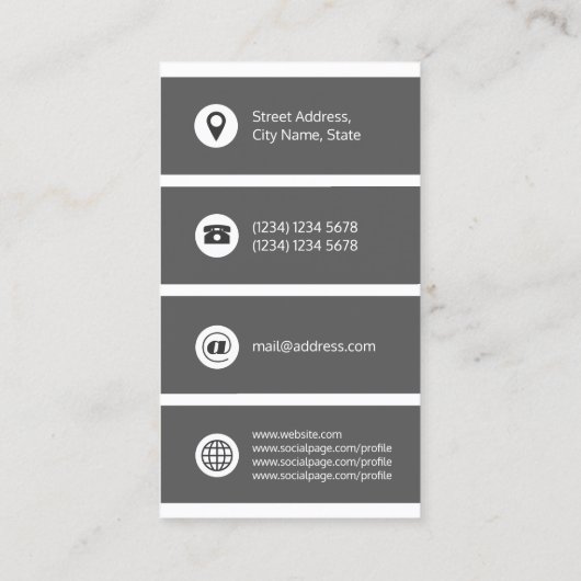 Carte De Visite Couverture en gris rayé géant (Dos)