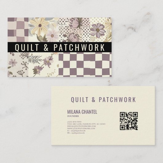 Carte De Visite Couverture en lilac Patchwork Vêtements faits main (Devant / Derrière)