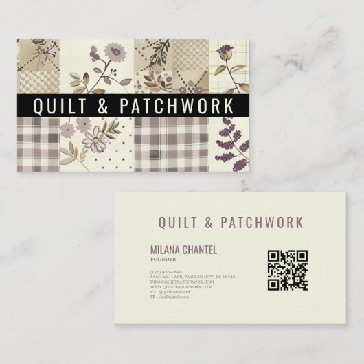 Carte De Visite Couverture en lilac Patchwork Vêtements faits main (Devant / Derrière)