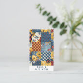 Carte De Visite Couverture en patchwork bleu jaune rouge Vêtements (Debout devant)