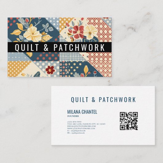 Carte De Visite Couverture en patchwork bleu jaune rouge Vêtements (Devant / Derrière)