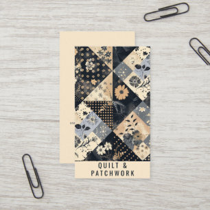 Carte De Visite Couverture en patchwork bleu marine et crème pour