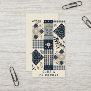 Carte De Visite Couverture en patchwork bleu marine et crème pour