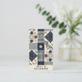 Carte De Visite Couverture en patchwork bleu marine et crème pour (Debout devant)