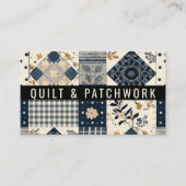 Carte De Visite Couverture en patchwork bleu marine et crème pour (Devant)