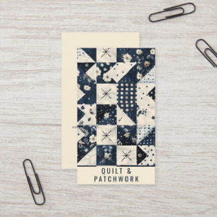 Carte De Visite Couverture en patchwork de couleur bleu marine et