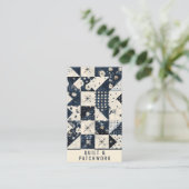 Carte De Visite Couverture en patchwork de couleur bleu marine et (Debout devant)