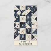 Carte De Visite Couverture en patchwork de couleur bleu marine et (Devant)