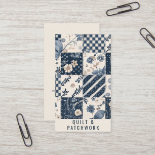 Carte De Visite Couverture en patchwork de couleur bleu marine et