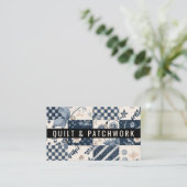 Carte De Visite Couverture en patchwork de couleur bleu marine et (Debout devant)