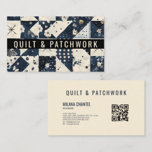 Carte De Visite Couverture en patchwork de couleur bleu marine et