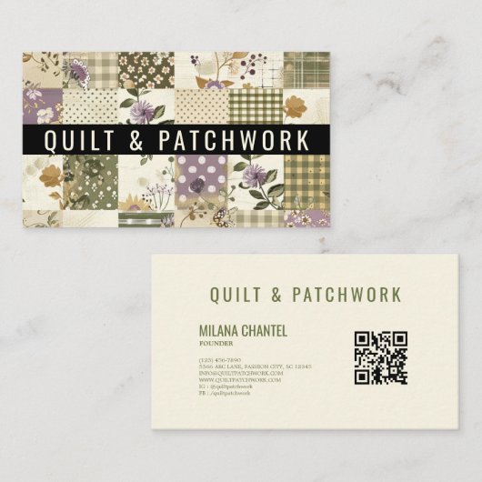Carte De Visite Couverture en patchwork de lilas vert Vêtements fa (Devant / Derrière)