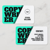 Carte De Visite Couverture ombragée de feuille avec le blanc cyan (Devant / Derrière)