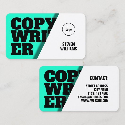 Carte De Visite Couverture ombragée de feuille avec le blanc cyan (Devant / Derrière)