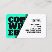 Carte De Visite Couverture ombragée de feuille avec le blanc cyan (Dos)