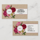 Carte De Visite Couverture rose de style floral (Devant / Derrière)