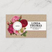 Carte De Visite Couverture rose de style floral (Devant)