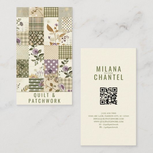 Carte De Visite Couvre-lit en lilas vert Patchwork Vêtements faits (Devant / Derrière)