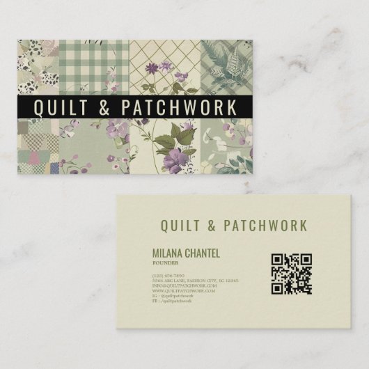 Carte De Visite Couvre-lit en lilas vert Patchwork Vêtements faits (Devant / Derrière)