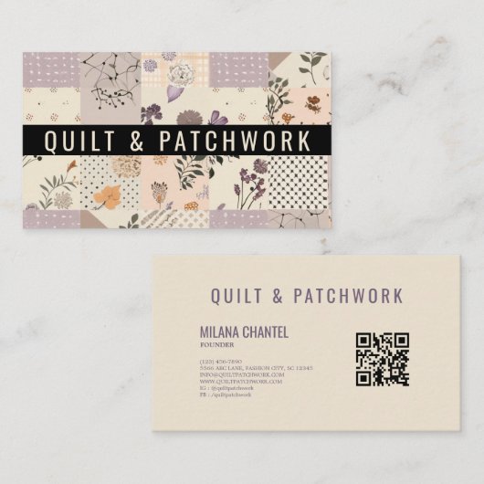 Carte De Visite Couvre-lit en patchwork de lilas Vêtements faits m (Devant / Derrière)