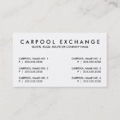 Carte De Visite covoiturage (personnalisable en couleur) (Dos)