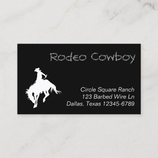Carte De Visite Cow-boy de Rodéo Blanc en Forme (Devant)