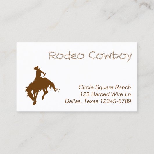 Carte De Visite Cow-boy de Rodéo Brun (Devant)