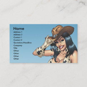 Carte De Visite Cow-girl inclinant son illustration de casquette
