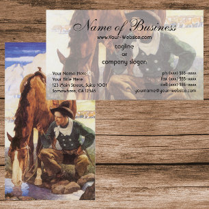 Carte De Visite Cowboy arroser son cheval par NC Wyeth