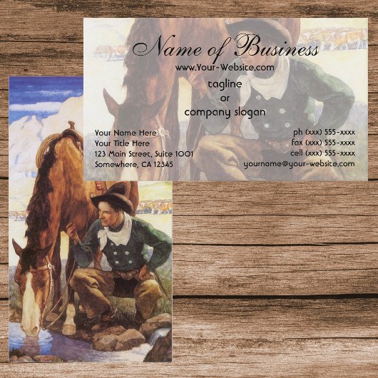 Carte De Visite Cowboy arroser son cheval par NC Wyeth