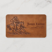 Carte de visite Cowboy Cuir Rustique Éleveur de Ch (Devant)