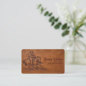Carte de visite Cowboy Cuir Rustique Éleveur de Ch (Debout devant)