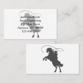 Carte De Visite cowboy lancer lasso équitation élevant cheval (Devant / Derrière)