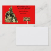 Carte De Visite Cowboy occidental de ranch sur le cheval (Devant / Derrière)